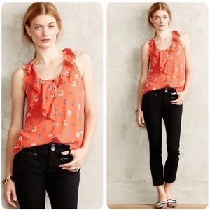 Maeve Orange Ruffle Top